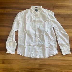 J Crew slim fit white oxford long sleeve button down shirt